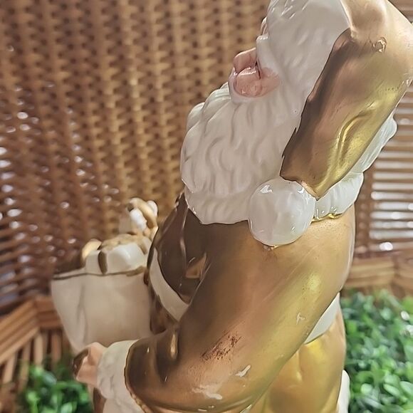 Vintage Gold Santa With Pack Full Of Toys - Picture 9 of 11